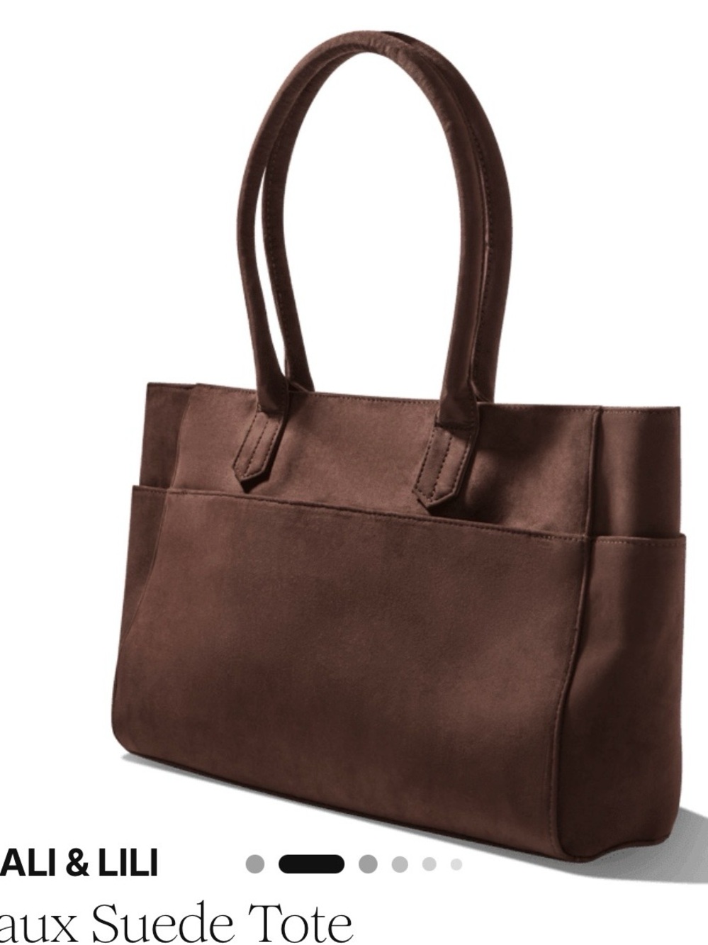 ALI & LILI Brown Faux Suede Tote Bag